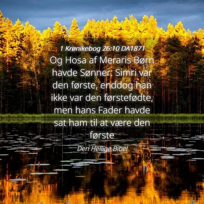 Picture 04 - 1 Krønikebog 26:10 DA1871 - Og Hosa af Meraris Børn havde Sønner: Simri var - Bible Verse Picture