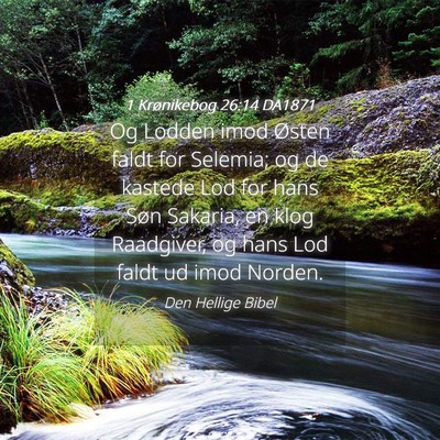Picture 04 - 1 Krønikebog 26:14 DA1871 - Og Lodden imod Østen faldt for Selemia; og de - Bible Verse Picture