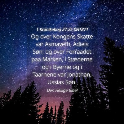 Picture 04 - 1 Krønikebog 27:25 DA1871 - Og over Kongens Skatte var Asmaveth, Adiels Søn; - Bible Verse Picture