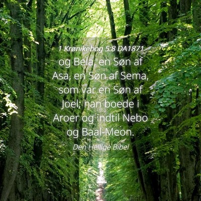 Picture 04 - 1 Krønikebog 5:8 DA1871 - og Bela, en Søn af Asa, en Søn af Sema, som var - Bible Verse Picture