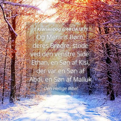 Picture 04 - 1 Krønikebog 6:44 DA1871 - Og Meraris Børn, deres Brødre, stode ved den - Bible Verse Picture