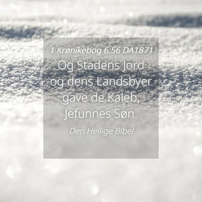 Picture 04 - 1 Krønikebog 6:56 DA1871 - Og Stadens Jord og dens Landsbyer gave de Kaleb, - Bible Verse Picture