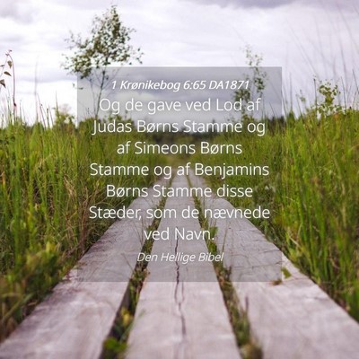 Picture 04 - 1 Krønikebog 6:65 DA1871 - Og de gave ved Lod af Judas Børns Stamme og af - Bible Verse Picture