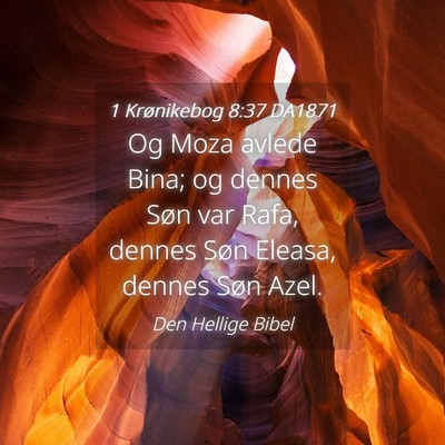 Picture 04 - 1 Krønikebog 8:37 DA1871 - Og Moza avlede Bina; og dennes Søn var Rafa, - Bible Verse Picture