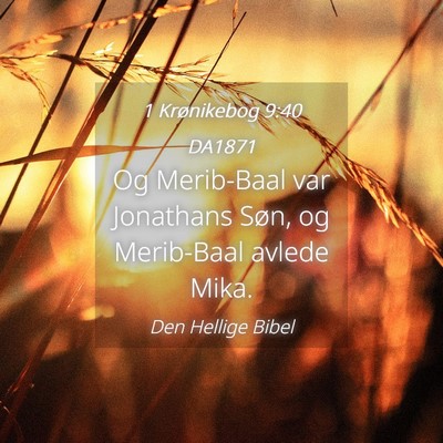 Picture 04 - 1 Krønikebog 9:40 DA1871 - Og Merib-Baal var Jonathans Søn, og Merib-Baal - Bible Verse Picture