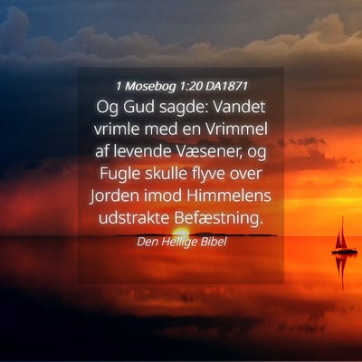 Picture 04 - 1 Mosebog 1:20 DA1871 - Og Gud sagde: Vandet vrimle med en Vrimmel af - Bible Verse Picture