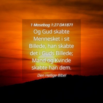 Picture 04 - 1 Mosebog 1:27 DA1871 - Og Gud skabte Mennesket i sit Billede, han skabte - Bible Verse Picture