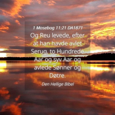 Picture 04 - 1 Mosebog 11:21 DA1871 - Og Reu levede, efter at han havde avlet Serug, to - Bible Verse Picture