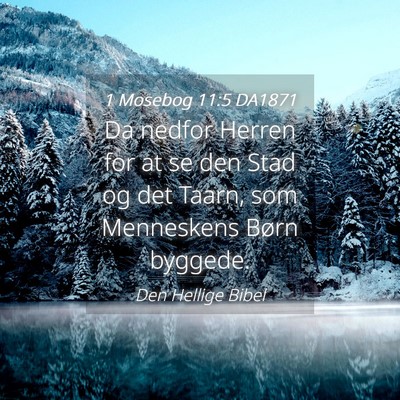 Picture 04 - 1 Mosebog 11:5 DA1871 - Da nedfor Herren for at se den Stad og det Taarn, - Bible Verse Picture