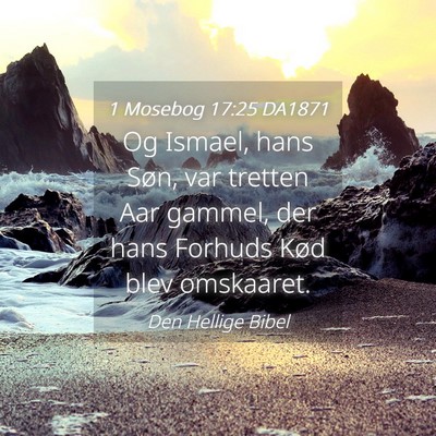 Picture 04 - 1 Mosebog 17:25 DA1871 - Og Ismael, hans Søn, var tretten Aar gammel, der - Bible Verse Picture