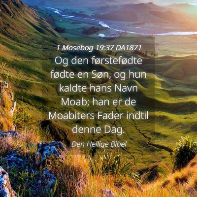 Picture 04 - 1 Mosebog 19:37 DA1871 - Og den førstefødte fødte en Søn, og hun - Bible Verse Picture