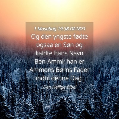 Picture 04 - 1 Mosebog 19:38 DA1871 - Og den yngste fødte ogsaa en Søn og kaldte hans - Bible Verse Picture