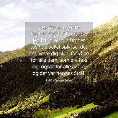 Picture 04 - 1 Mosebog 20:16 DA1871 - Og han sagde til Sara: Se, jeg har givet din - Bible Verse Picture