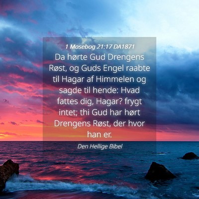 Picture 04 - 1 Mosebog 21:17 DA1871 - Da hørte Gud Drengens Røst, og Guds Engel - Bible Verse Picture