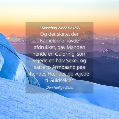 Picture 04 - 1 Mosebog 24:22 DA1871 - Og det skete, der Kamelerne havde afdrukket, gav - Bible Verse Picture