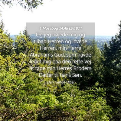 Picture 04 - 1 Mosebog 24:48 DA1871 - Og jeg bøjede mig og tilbad Herren og lovede - Bible Verse Picture