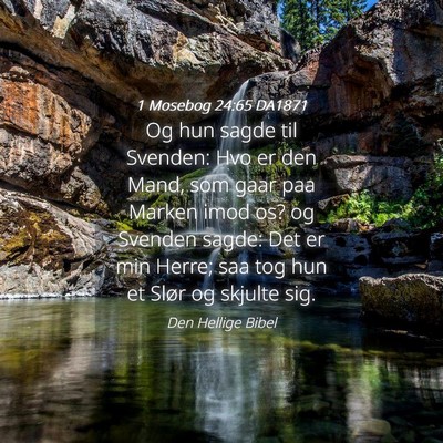 Picture 04 - 1 Mosebog 24:65 DA1871 - Og hun sagde til Svenden: Hvo er den Mand, som - Bible Verse Picture
