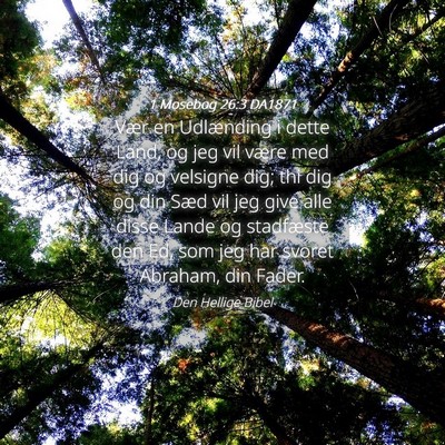 Picture 04 - 1 Mosebog 26:3 DA1871 - Vær en Udlænding i dette Land, og jeg vil være - Bible Verse Picture