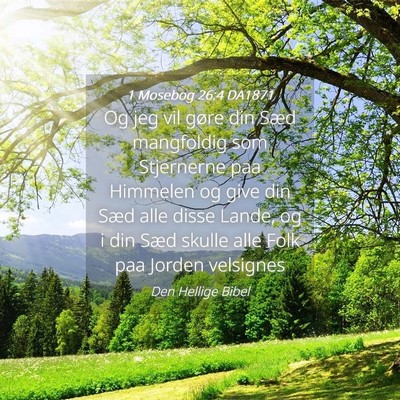 Picture 04 - 1 Mosebog 26:4 DA1871 - Og jeg vil gøre din Sæd mangfoldig som - Bible Verse Picture