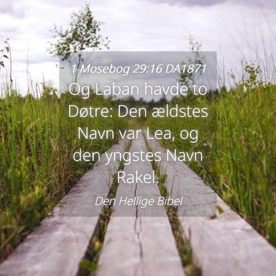 Picture 04 - 1 Mosebog 29:16 DA1871 - Og Laban havde to Døtre: Den ældstes Navn var - Bible Verse Picture