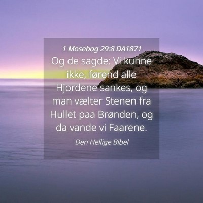 Picture 04 - 1 Mosebog 29:8 DA1871 - Og de sagde: Vi kunne ikke, førend alle Hjordene - Bible Verse Picture