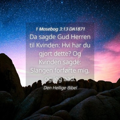 Picture 04 - 1 Mosebog 3:13 DA1871 - Da sagde Gud Herren til Kvinden: Hvi har du gjort - Bible Verse Picture