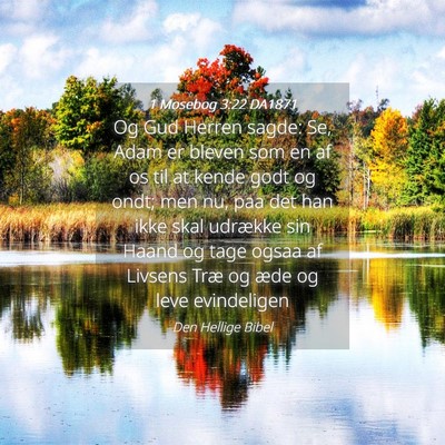 Picture 04 - 1 Mosebog 3:22 DA1871 - Og Gud Herren sagde: Se, Adam er bleven som en af - Bible Verse Picture