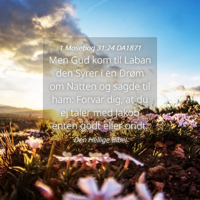 Picture 04 - 1 Mosebog 31:24 DA1871 - Men Gud kom til Laban den Syrer i en Drøm om - Bible Verse Picture