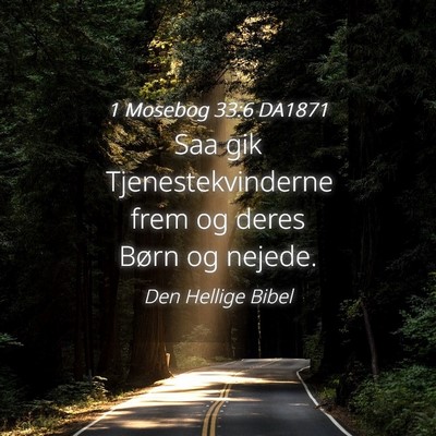 Picture 04 - 1 Mosebog 33:6 DA1871 - Saa gik Tjenestekvinderne frem og deres Børn og - Bible Verse Picture