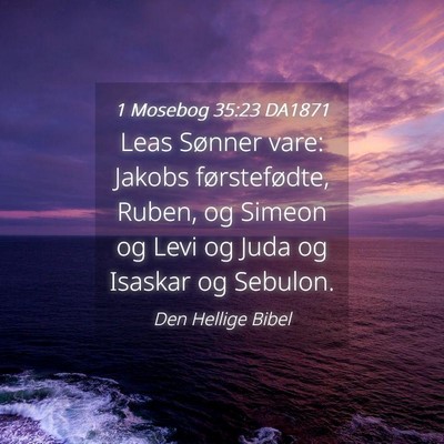 Picture 04 - 1 Mosebog 35:23 DA1871 - Leas Sønner vare: Jakobs førstefødte, Ruben, - Bible Verse Picture