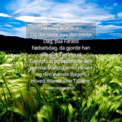 Picture 04 - 1 Mosebog 40:20 DA1871 - Og det skete paa den tredje Dag, paa Faraos - Bible Verse Picture