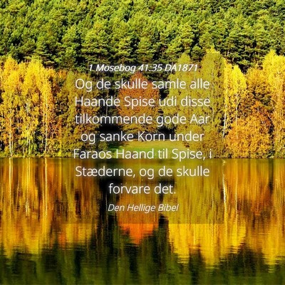 Picture 04 - 1 Mosebog 41:35 DA1871 - Og de skulle samle alle Haande Spise udi disse - Bible Verse Picture