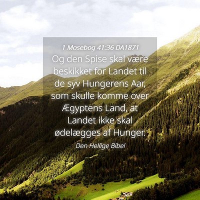 Picture 04 - 1 Mosebog 41:36 DA1871 - Og den Spise skal være beskikket for Landet til - Bible Verse Picture