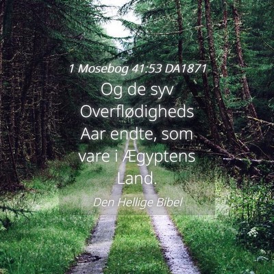 Picture 04 - 1 Mosebog 41:53 DA1871 - Og de syv Overflødigheds Aar endte, som vare i - Bible Verse Picture