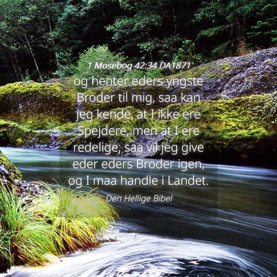 Picture 04 - 1 Mosebog 42:34 DA1871 - og henter eders yngste Broder til mig, saa kan - Bible Verse Picture