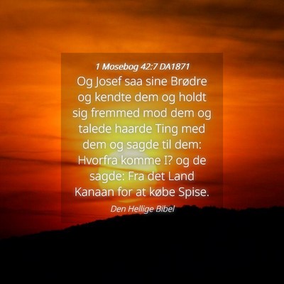 Picture 04 - 1 Mosebog 42:7 DA1871 - Og Josef saa sine Brødre og kendte dem og holdt - Bible Verse Picture