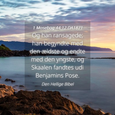Picture 04 - 1 Mosebog 44:12 DA1871 - Og han ransagede; han begyndte med den ældste og - Bible Verse Picture