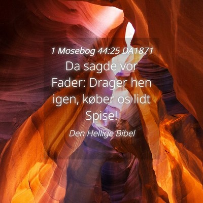 Picture 04 - 1 Mosebog 44:25 DA1871 - Da sagde vor Fader: Drager hen igen, køber os - Bible Verse Picture