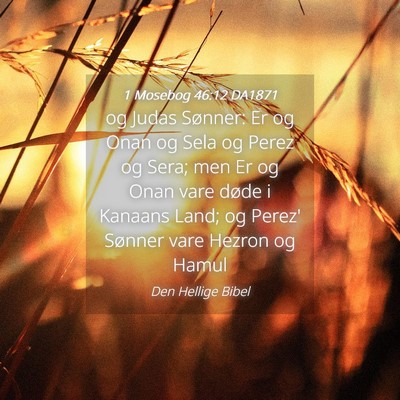 Picture 04 - 1 Mosebog 46:12 DA1871 - og Judas Sønner: Er og Onan og Sela og Perez og - Bible Verse Picture