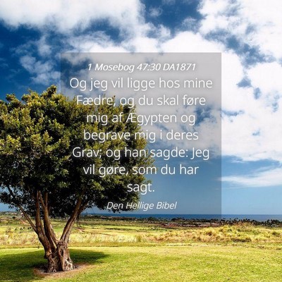 Picture 04 - 1 Mosebog 47:30 DA1871 - Og jeg vil ligge hos mine Fædre, og du skal - Bible Verse Picture