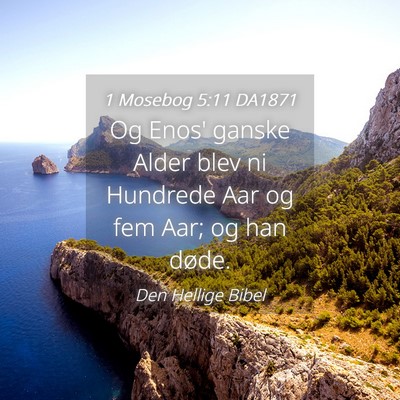 Picture 04 - 1 Mosebog 5:11 DA1871 - Og Enos' ganske Alder blev ni Hundrede Aar og fem - Bible Verse Picture