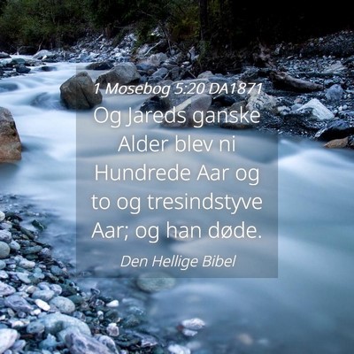 Picture 04 - 1 Mosebog 5:20 DA1871 - Og Jareds ganske Alder blev ni Hundrede Aar og to - Bible Verse Picture