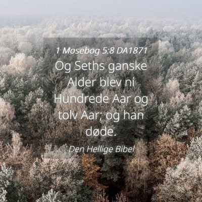 Picture 04 - 1 Mosebog 5:8 DA1871 - Og Seths ganske Alder blev ni Hundrede Aar og - Bible Verse Picture