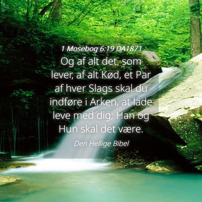Picture 04 - 1 Mosebog 6:19 DA1871 - Og af alt det, som lever, af alt Kød, et Par af - Bible Verse Picture