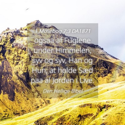Picture 04 - 1 Mosebog 7:3 DA1871 - ogsaa af Fuglene under Himmelen, syv og syv, Han - Bible Verse Picture