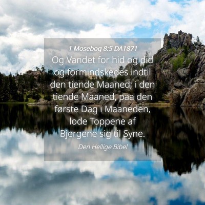 Picture 04 - 1 Mosebog 8:5 DA1871 - Og Vandet for hid og did og formindskedes indtil - Bible Verse Picture