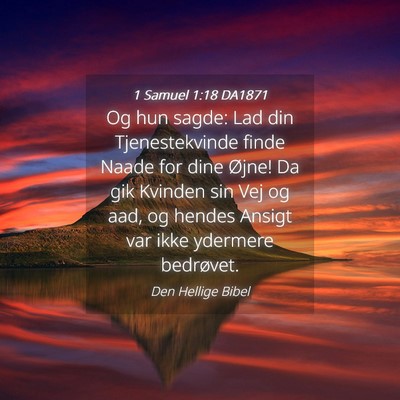 Picture 04 - 1 Samuel 1:18 DA1871 - Og hun sagde: Lad din Tjenestekvinde finde Naade - Bible Verse Picture