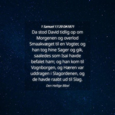 Picture 04 - 1 Samuel 17:20 DA1871 - Da stod David tidlig op om Morgenen og overlod - Bible Verse Picture