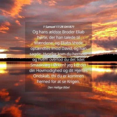 Picture 04 - 1 Samuel 17:28 DA1871 - Og hans ældste Broder Eliab hørte, der han - Bible Verse Picture