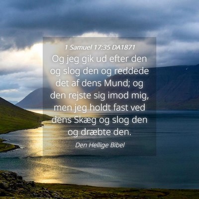 Picture 04 - 1 Samuel 17:35 DA1871 - Og jeg gik ud efter den og slog den og reddede - Bible Verse Picture
